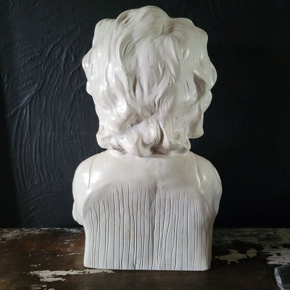 Vintage Plaster Bust of Child with Hands on Face, Vintage Female Bust *HEAVY - Picture 4 of 8